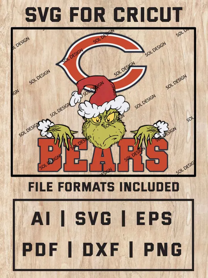 Grinch Chicago Bears SVG, NFL SVG Design, NFL Chicago Bears SVG, NFL Bears Cricut, Christmas Svg, Grinch svg, Digital Download