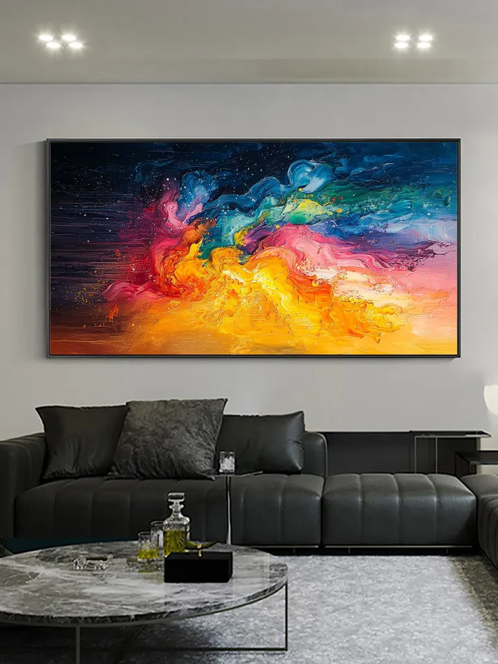 Original Colorful Universe Oil Painting On Canvas, Large Wall Art, Abstract Colorfully Painting, Custom Painting, Living room Wall Decor
