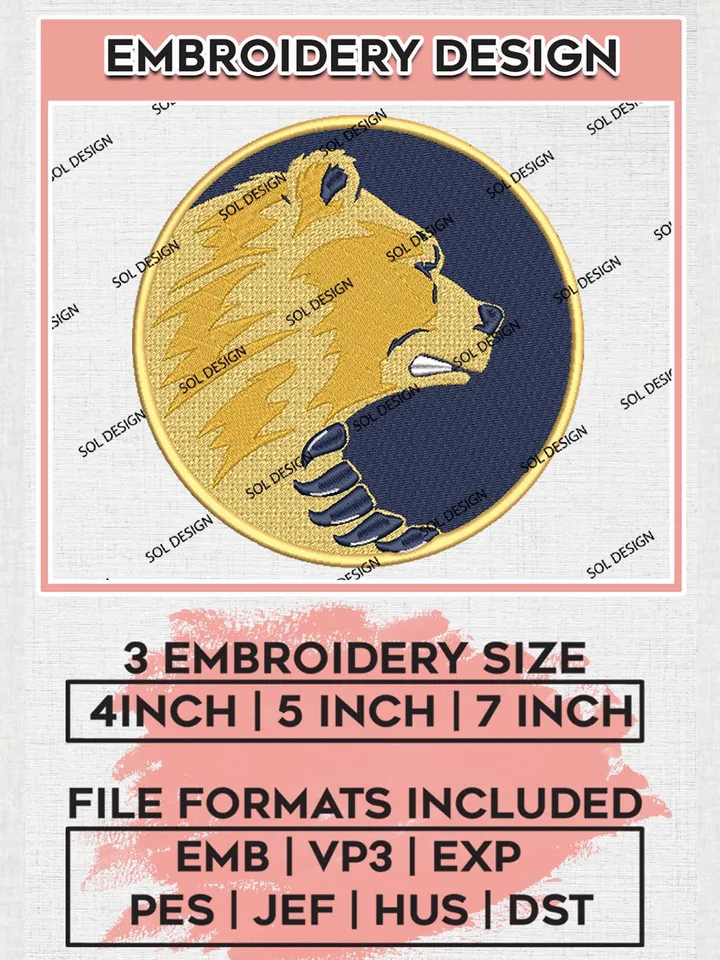 California Golden Bears College Team Mascot Logo Embroidery Design Files, NCAA California Golden Bears Machine Embroidery, NCAA Teams, 3 sizes, NCAA Machine embroidery designs, Digital Download