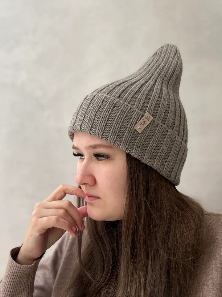 Beige woolen womens hat