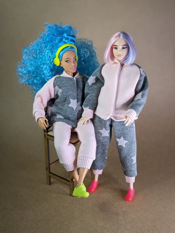 Handmade gray & pink sport set for 1/6 scale (11.5 Inch) girl doll