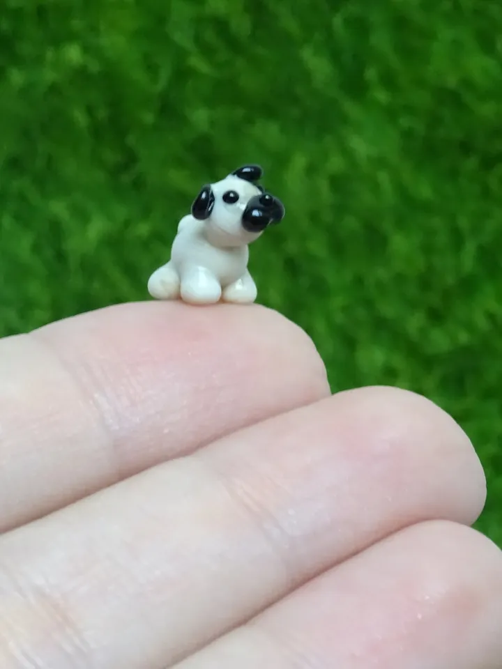 PUG GIFT Pug figurine Dog ornament Dog art Glass Dog decor Glass Pug art Pug statue Miniature animals Tiny glass animals Mother day gift