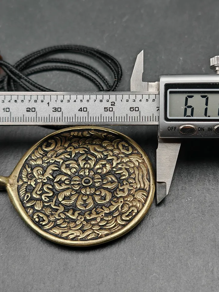 Gandhanra Vintage Mandala Badge - Tibetan Buddhist Amulet, Cross Vajra Pattern Melong Mirror, SIPAHO, Fengshui Protective Pendant