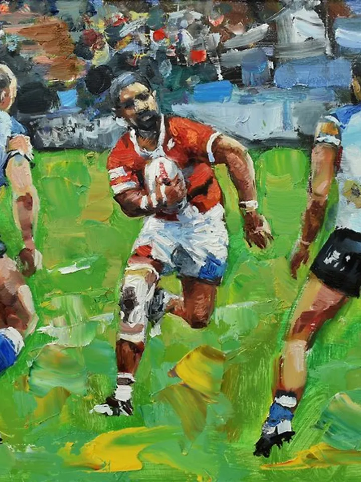 Rugby American Football Original Painting Oil Artwork Small Wall Art
