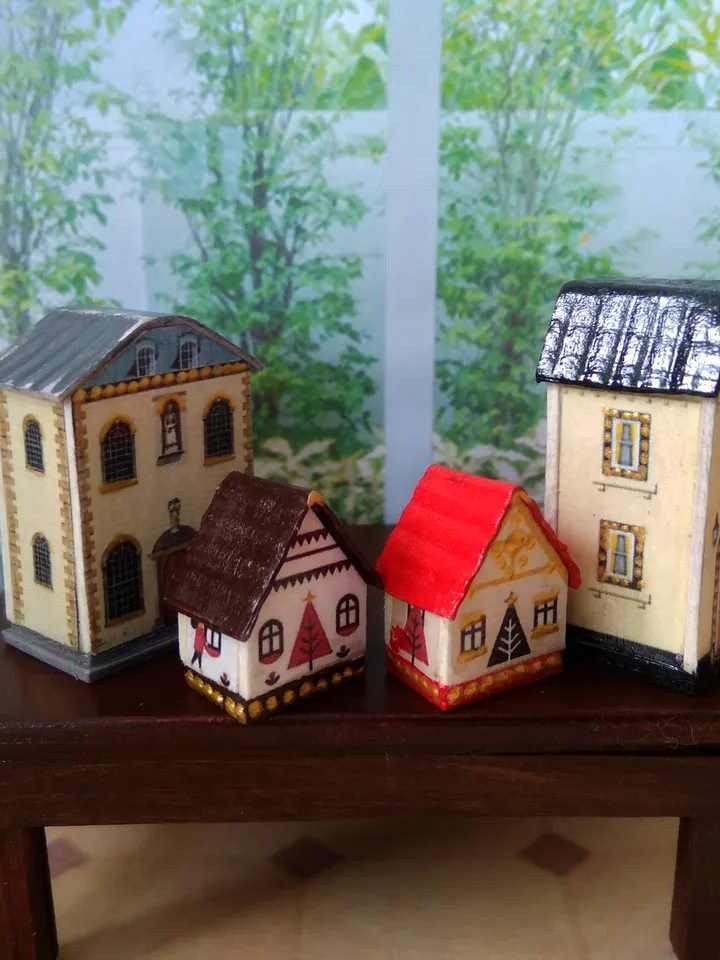 1:12 scale. Houses for cockle roomboxes. Doll toy.