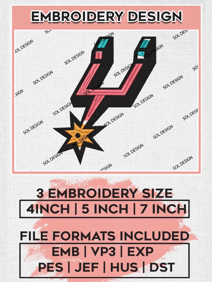 NBA San Antonio Spurs Logo Machine Embroidery Files, NBA Logo Embroidery Files, NBA San Antonio Spurs, Machine Embroidery Pattern, Digital Download