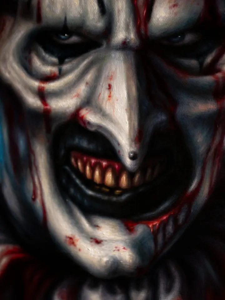 Original oil painting Terrifier Art the Clown