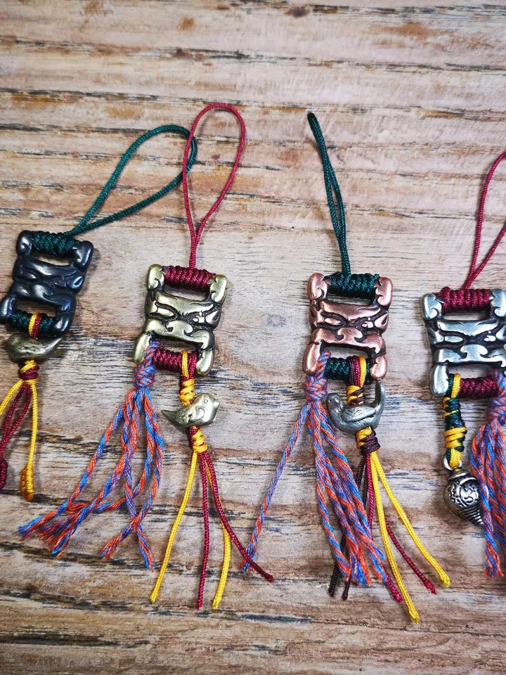 Gandhanra Handmade Scripture Book Buckle Amulet Pendant,Handwoven Backpack Bag Hanging Charm Decor | Handbag Key Ring | Car Key Chain Gifts