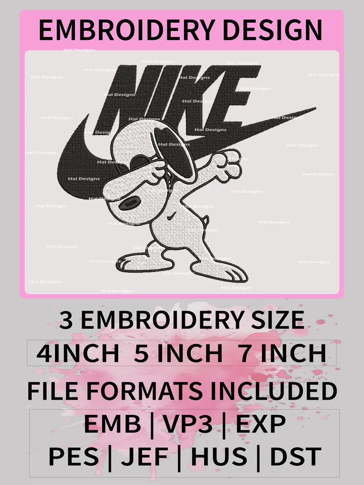 Nike Snoopy Dog Embroidery Designs, Snoopy Machine Embroidery Design, Nike Embroidery Design, Embroidery Machin