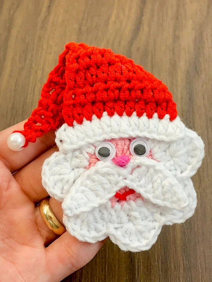 Santa Claus Applique Pattern, Christmas Crochet Tutorial for Ornament Decoration, Easy Holidays Gift Idea, Beginner Crochet