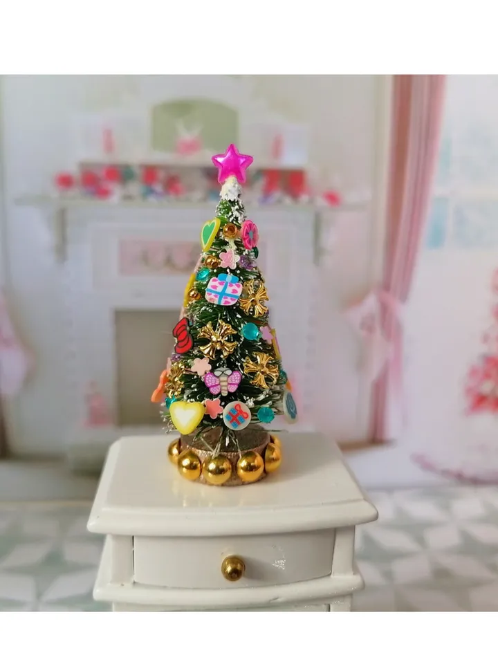 Christmas. Christmas tree. (1,97 inches ) New Year. Puppet miniature.1:12 scale.