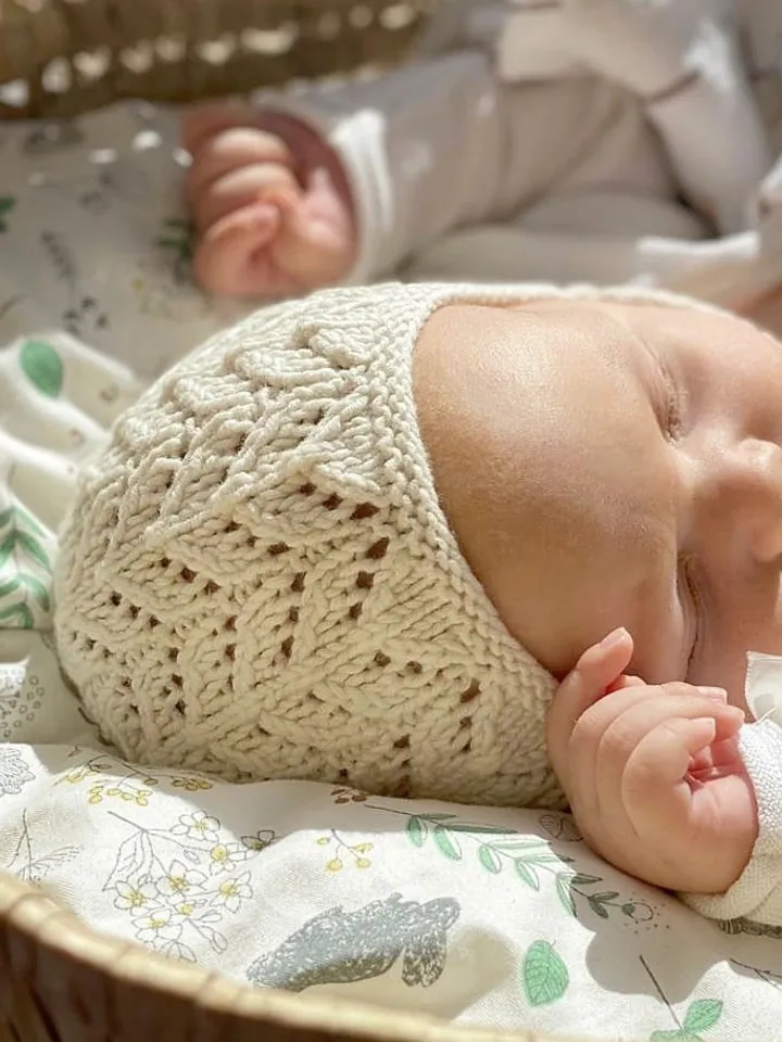 Knit baby bonnet newborn, baby girl hat, vintage style bonnet, baby shower gift
