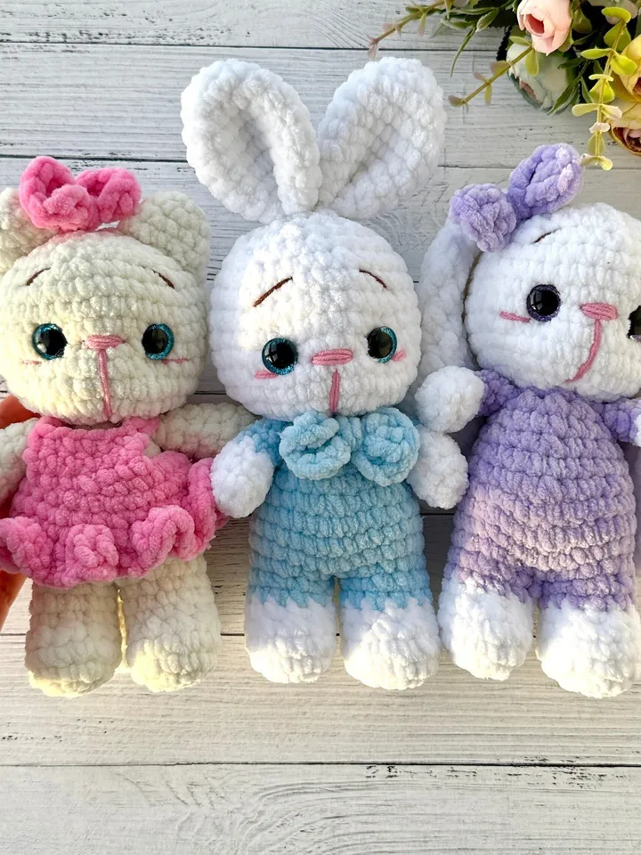 Bunny and kitty CROCHET PATTERN, Amigurumi easter plushie animals pattern, English pattern pdf, easter gift