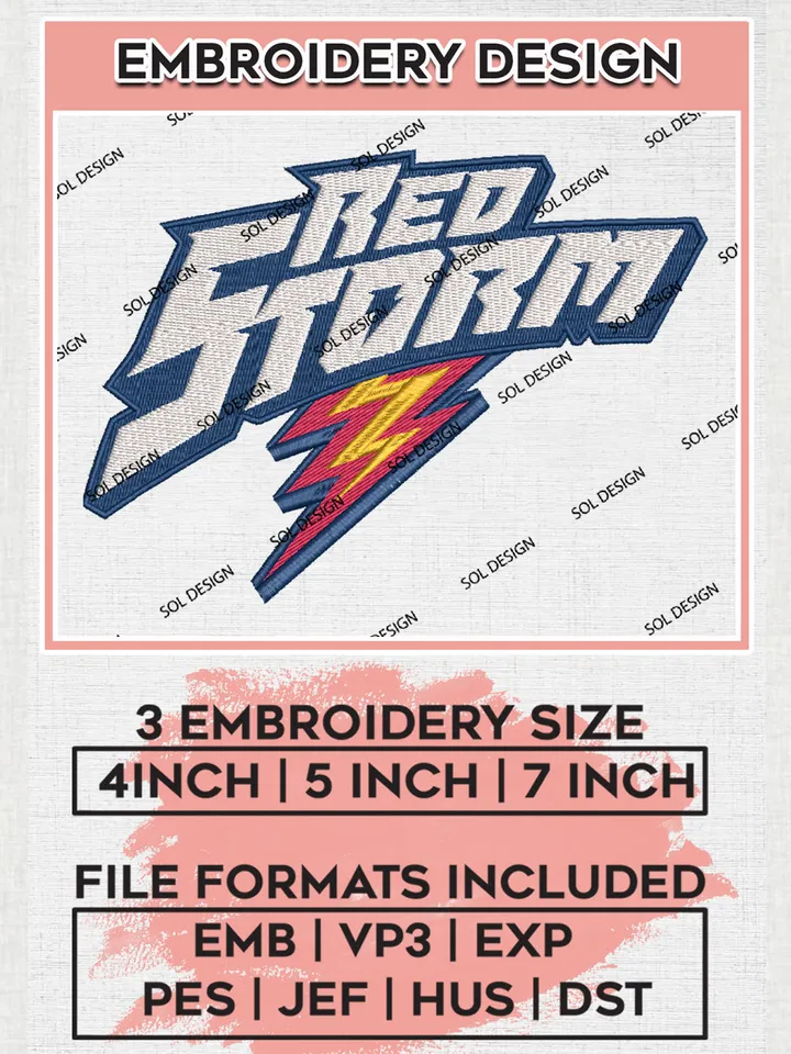 NCAA Red Storm College Team Writing Logo Embroidery Design Files, NCAA St Johns Red Storm Machine Embroidery, NCAA Teams, 3 sizes, NCAA Machine embroidery designs, Digital Download
