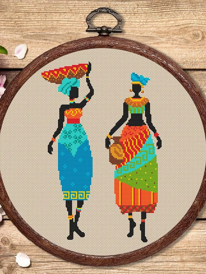 African Woman Cross Stitch Pattern, African Cross Stitch Pattern, Folklore Cross Stitch Pattern, African Motifs Patterns #oth002