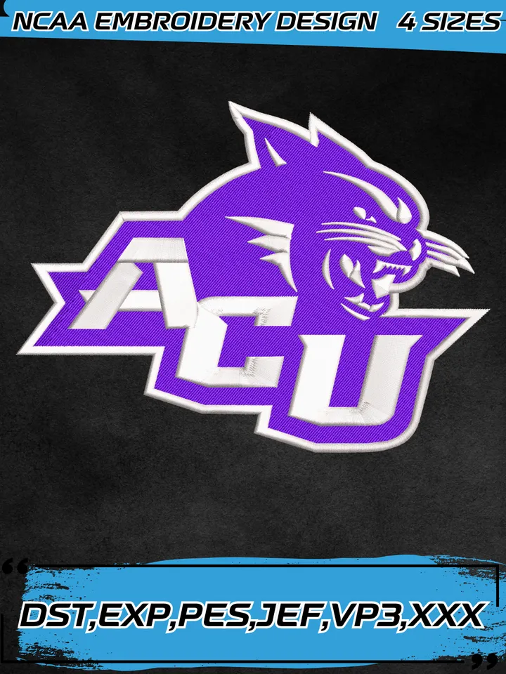 Abilene Christian Wildcats Logos Embroidery Design,NCAA Logo Embroidery Design,Machine Embroidery Design File,4 Sizes, Digital Download