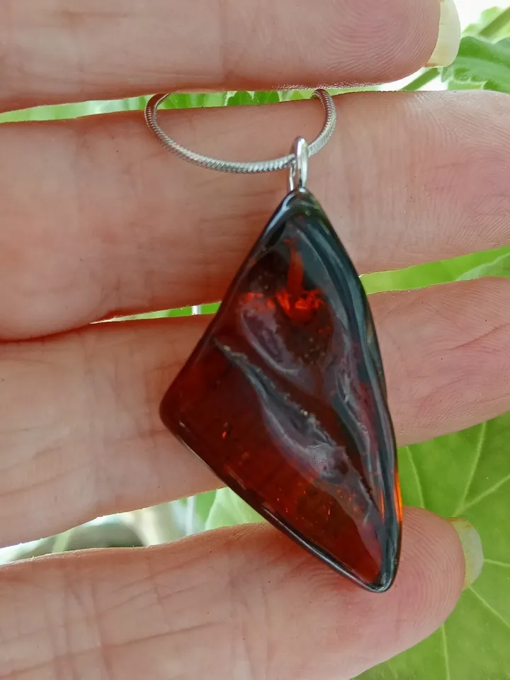 Natural Amber Jewelry Amulet Gemstone
Pendant Chain Necklace Protection Stone
Jewelry Gift For Men Boyfriend And Women Cognac Brown Baltic Amber Polished