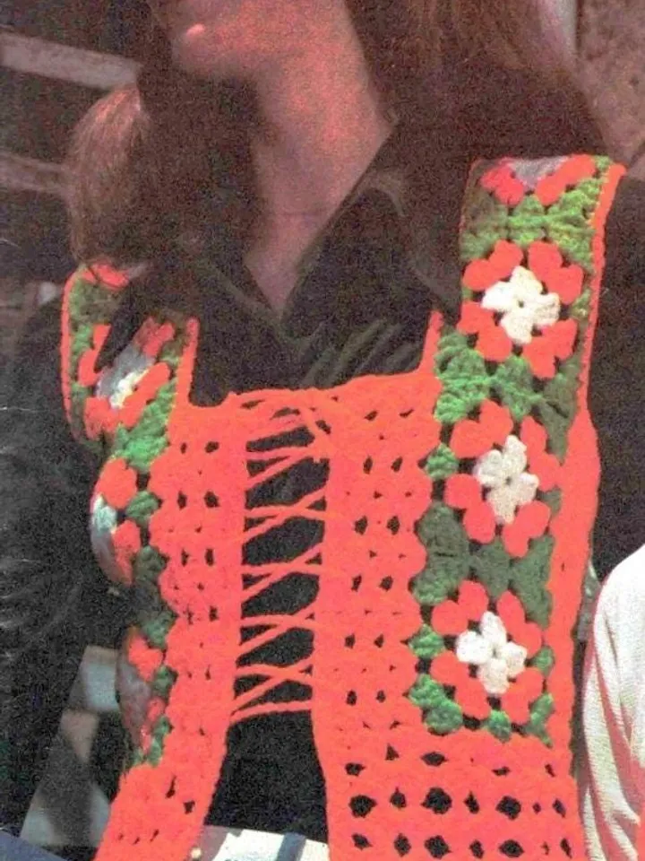Granny vest crochet pattern, waistcoat granny squares, granny stitches, summer cropped vest instant download