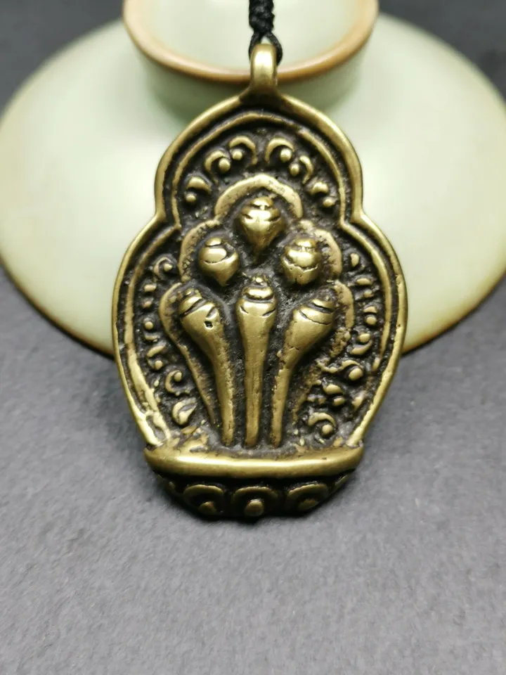 Gandhanra Antique Tibetan Buddhist Amulet,Mani Jewel Badge/Wish Fulfilling Cintamani Pendant,80 Years Old