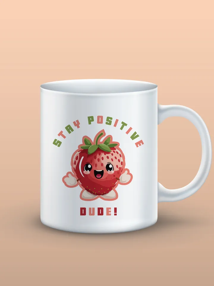 Cute Strawberry Character Design, Stay Positive Dude, Svg/Dxf/Pdf/Eps/Png, Cute Gift Cut Files, Sublimation Design, Mental Health Awareness