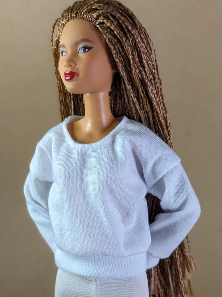 White long-sleeve shirt for 1/6 scale fashion female dolls