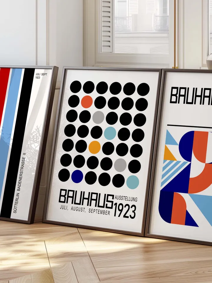 Bauhaus poster set of 3 premium printable wall art prints mid century modern minimalist abstract geometric bundle digital download poster