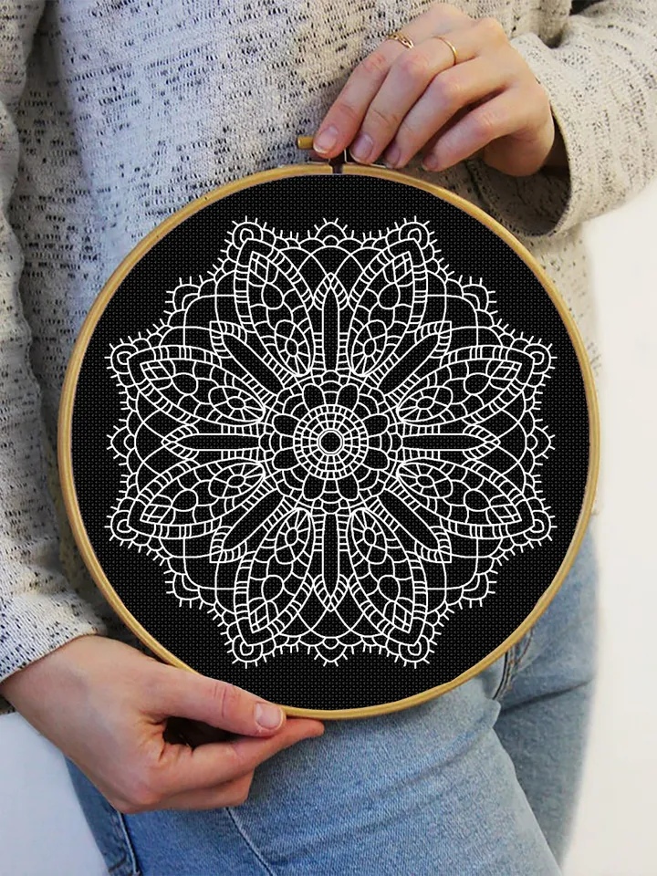 Mandala blackwork pattern PDF Backstitch chart Mandala ornament, Blackwork mandala embroidery download PDF, Mandala pattern digital PDF #W47