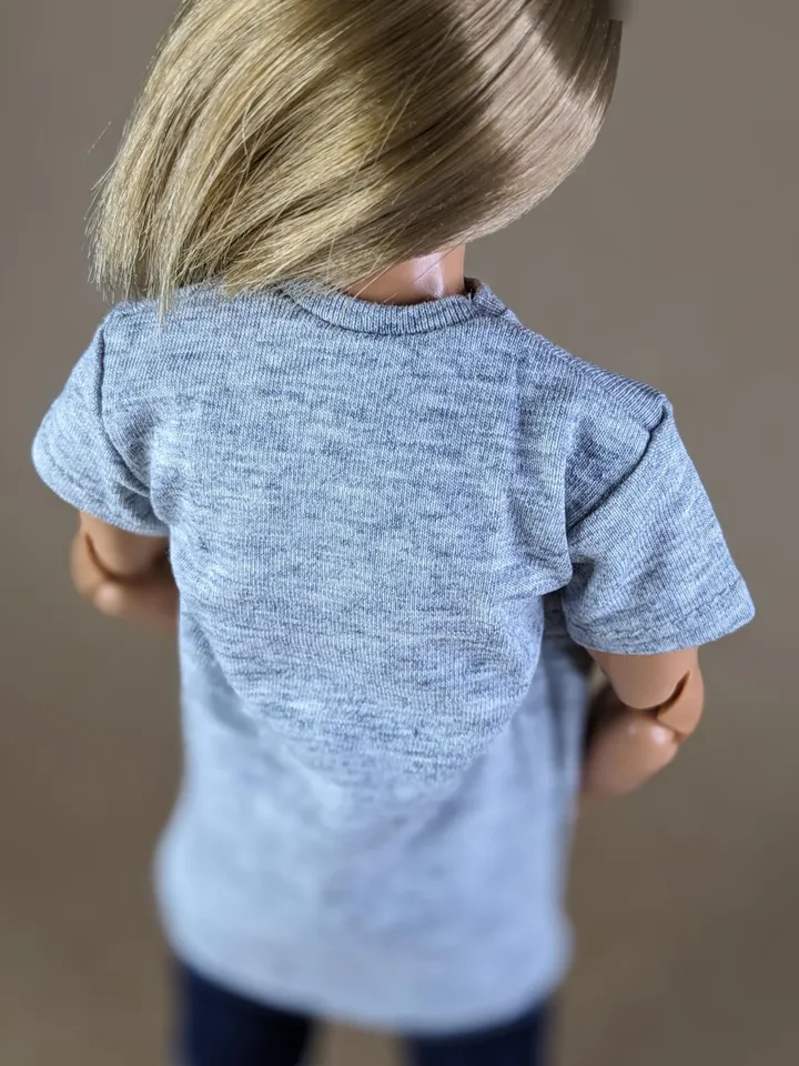 Light gray T-shirt for 12-inch fashion male dolls