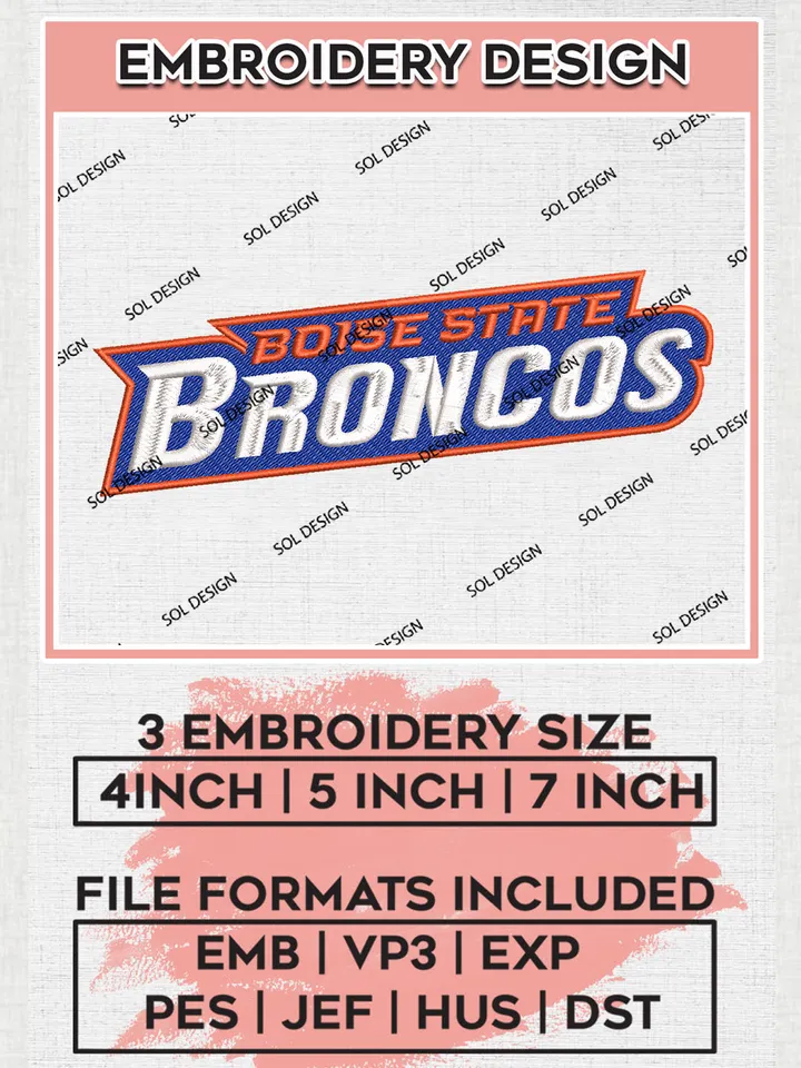 NCAA Boise State Broncos Football Team Wordmark Logo Embroidery Design Files, NCAA Boise State Broncos Machine Embroidery, NCAA Teams, 3 sizes, NCAA Machine embroidery designs, Digital Download