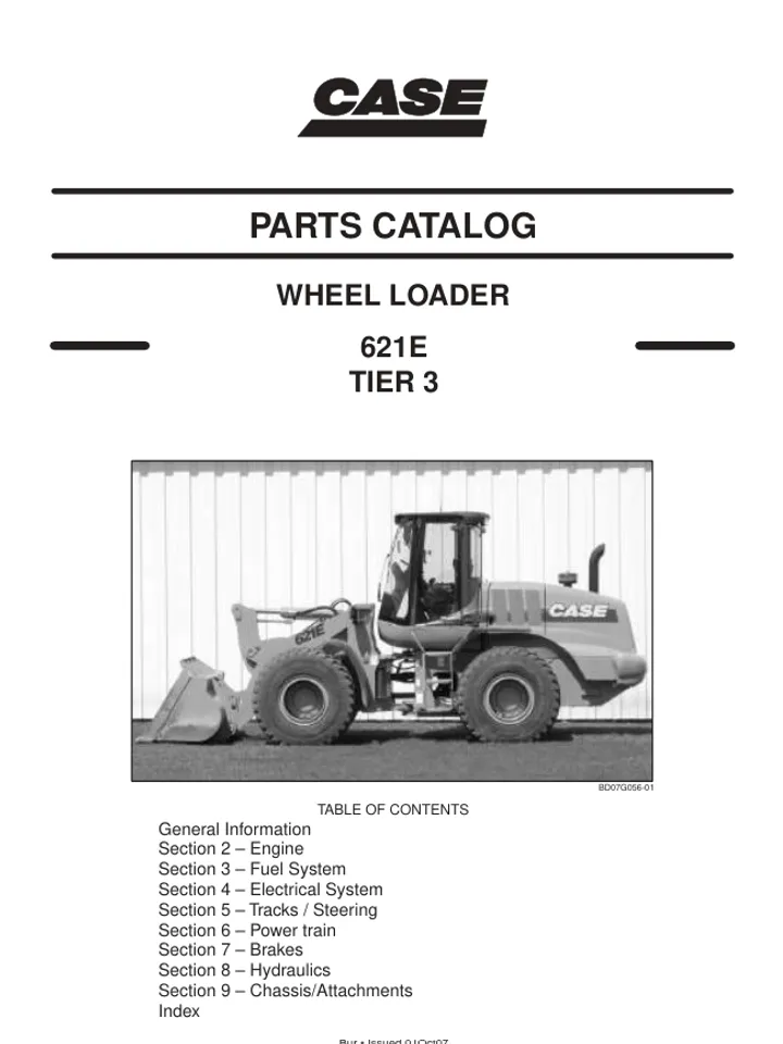 Case 621E Tier 3 Wheel Loader Parts Catalog Manual Exploded View Diagrams
