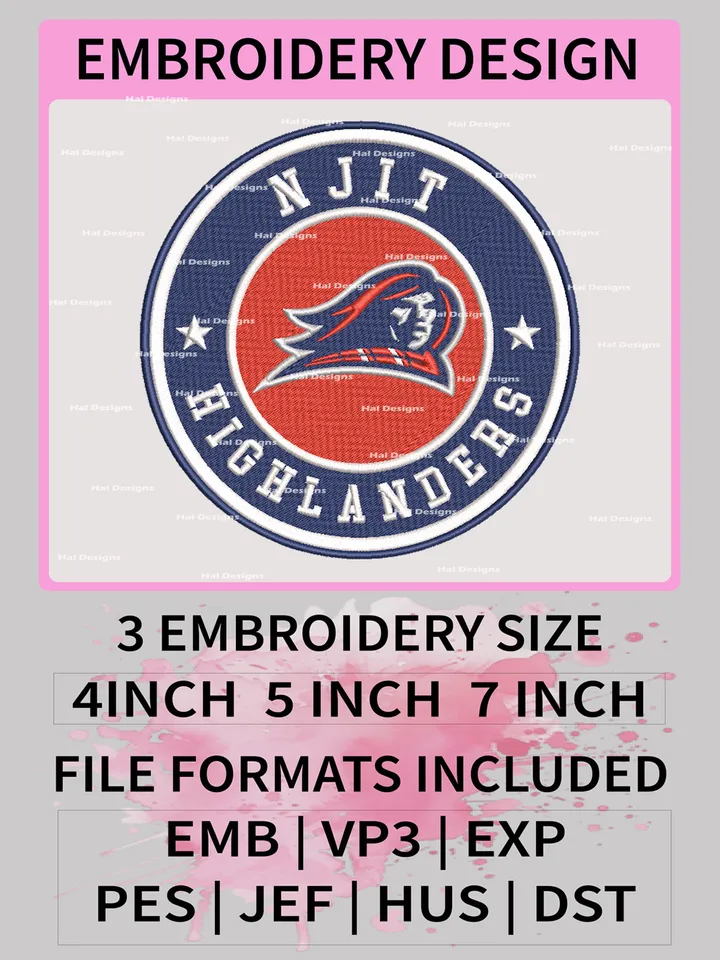 NCAA NJIT Highlanders Embroidery File, 3 Sizes, 6 Formats, NCAA Machine Embroidery Design, NCAA Logo, NCAA Teams