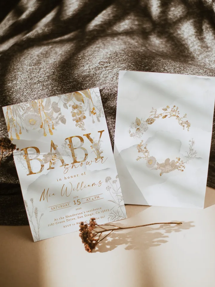 Rustic Autumn Baby Shower Invitation Suite; Boho Autumn Baby shower; Autumn Flowers baby shower; editable template; Fall; Rustic Autumn