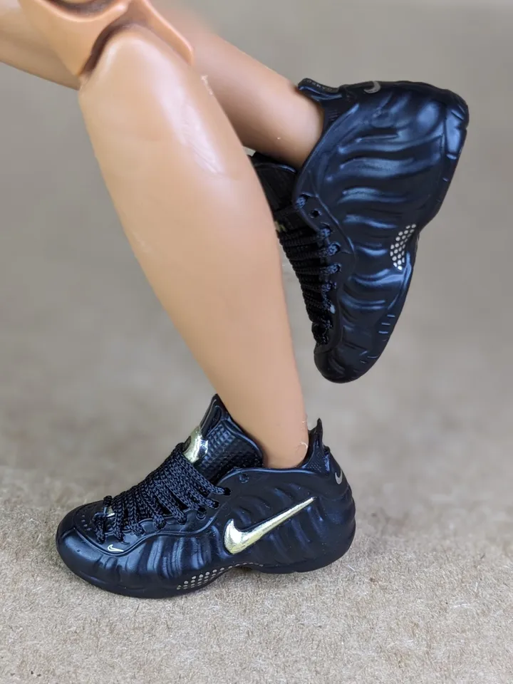 Premium black & gold sneakers for 12 inch male dolls