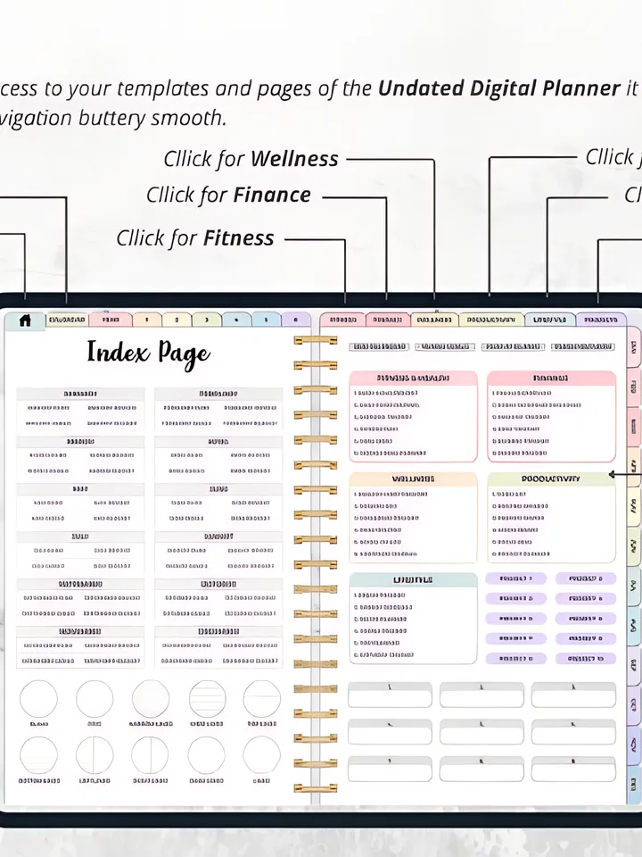 Undated Digital Planner Monday Starts