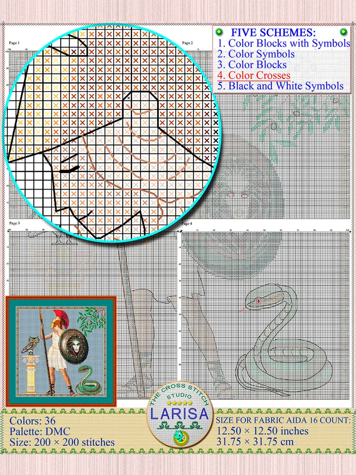 Athena Cross Stitch Pattern | Warrior Goddess | Minerva
