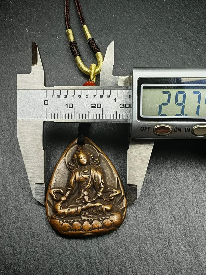 Gandhanra Old Tibetan Buddha Statue Amulet,Unique Green Tara Pendant,Protective Jewelry