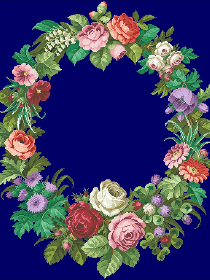 Antique Cross Stitch Pattern Antique Wreath Digital Download PDF