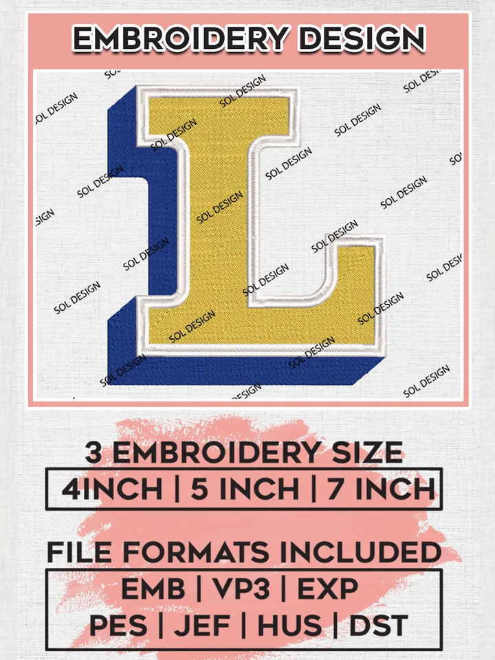 NCAA La Salle Explorers Team Letter Logo Embroidery Design Files, NCAA La Salle Explorers Machine Embroidery, NCAA Teams, 3 sizes, NCAA Machine embroidery designs, Digital Download