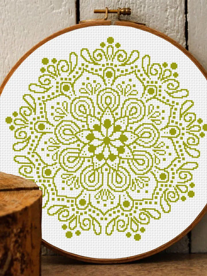 Mandala cross stitch pattern download PDF Modern cross stitch chart Simple mandala digital Monochrome cross stitch floral sampler #M155