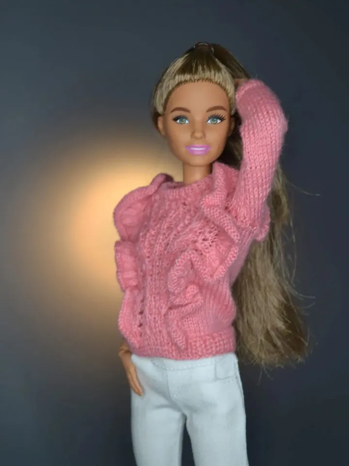 Clothes for Barbie dolls, knitted sweater for dolls