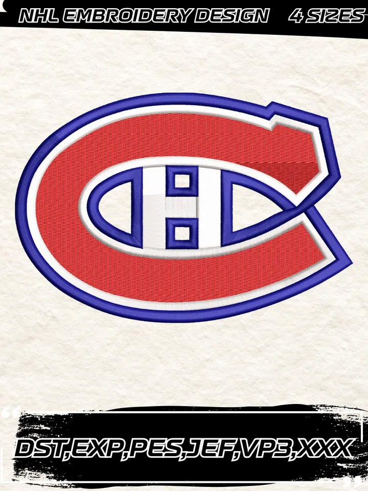 Montreal Canadiens Logos Embroidery Designs,NHL Logo Embroidery Files, Machine Embroidery Design File, 4 Sizes,Digital Download