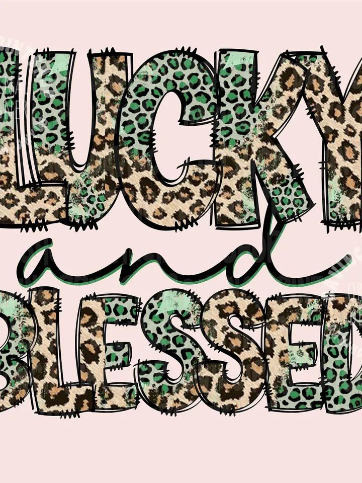 St. Patrick's Day Png, Lucky Png, Blessed png, Retro St. Patty's Day Png, Green Leopard, Retro Png, Sublimation Design, Digital Download