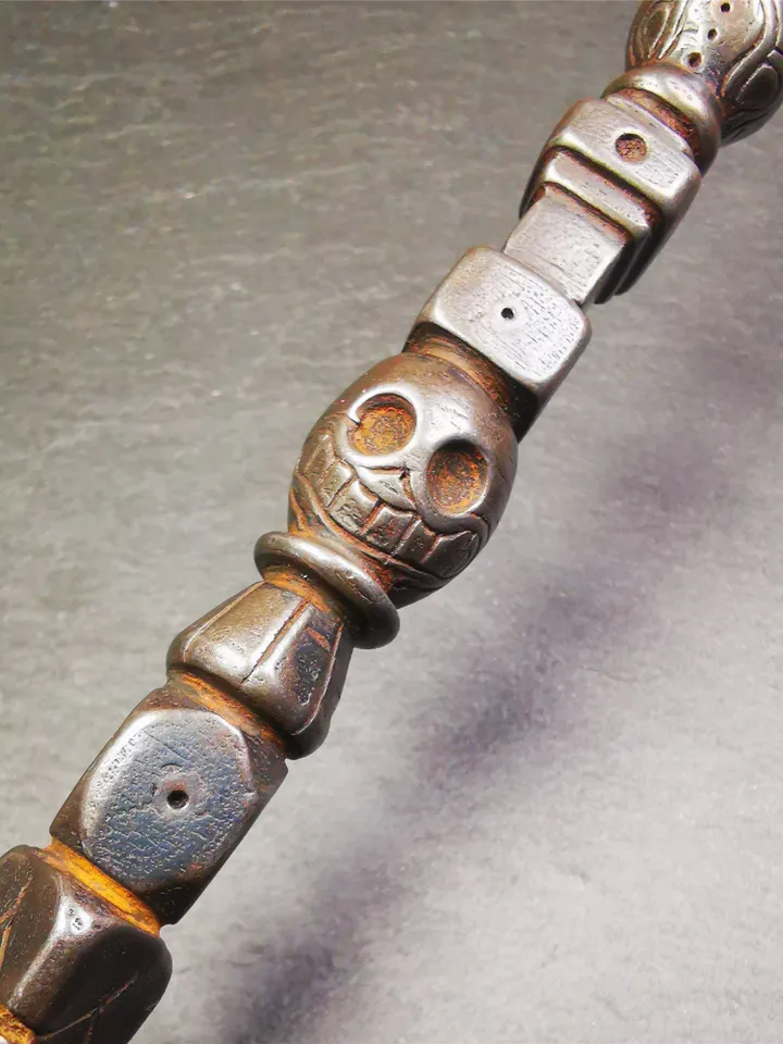 Gandhanra Handmade Tibetan Buddhist Ritual Implement - Kila -Dorje Phurba,Made of Cold Iron inlaid with Copper,7.5"