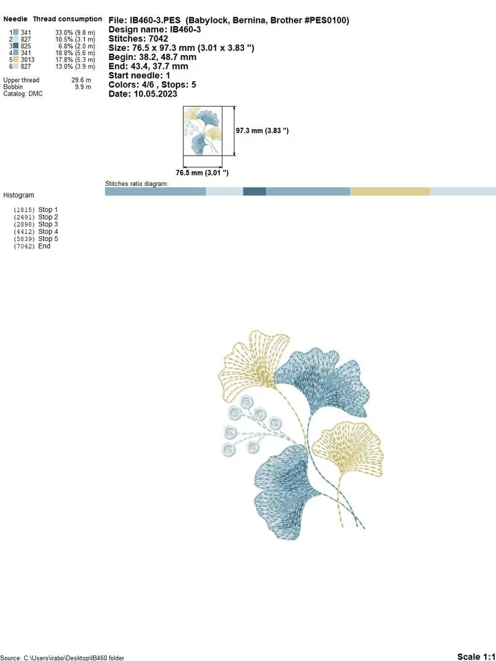 Ginkgo sprigs set of machine embroidery designs floral embroidery pattern digital embroidery motif