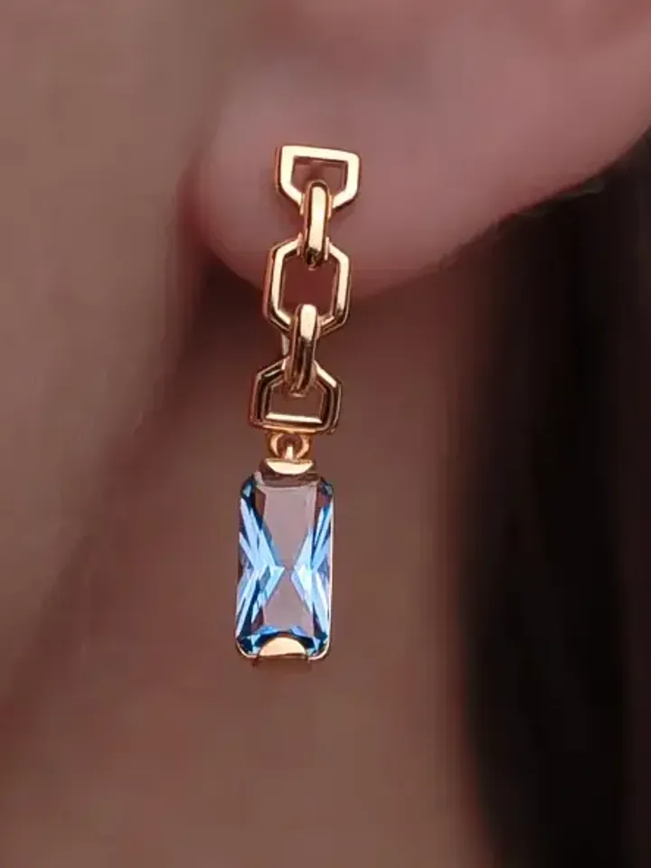 Earrings silver 925 gold plated with tourmaline pendants