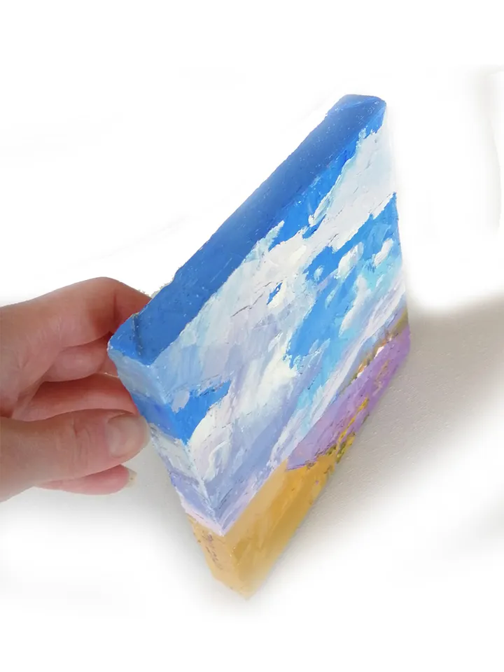 Lavender field mini canvas painting set of two. Oil painting original