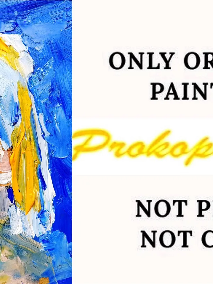 Abstract Portrait original copy of Vermeer's painting Girl with a Pearl Original Oil Painting Painted oil painting Modern Surrealism Art 7x5