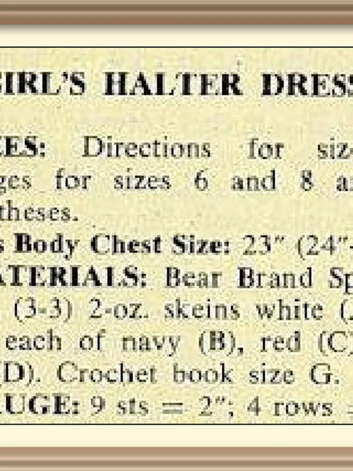 Vintage Crochet Pattern Halter Dress Girls Halter Dress Digital Download PDF