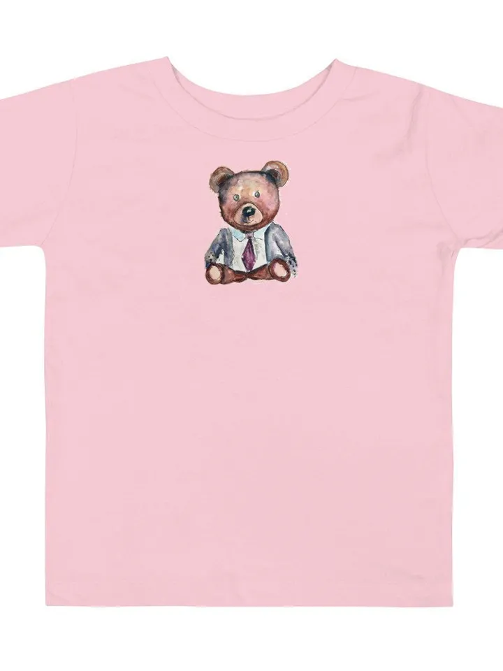 Toddler Short Sleeve Tee unique design teddy bear from my original watercolor painting,kids designer t shirts,wearable gift for children