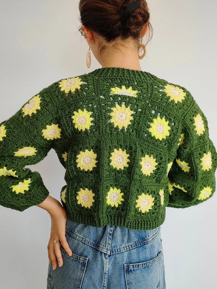 Cardigan crochet, granny squares cardigan, Daisy squares cardigan,cropped cardigan crochet pattern pdf